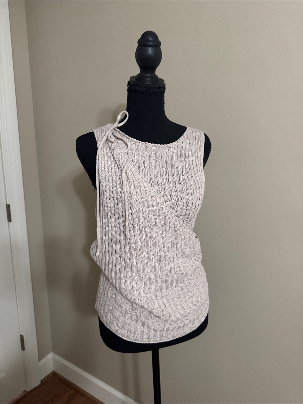 Cupshe Light Beige Knit Tie-Shoulder Sleeveless Tank